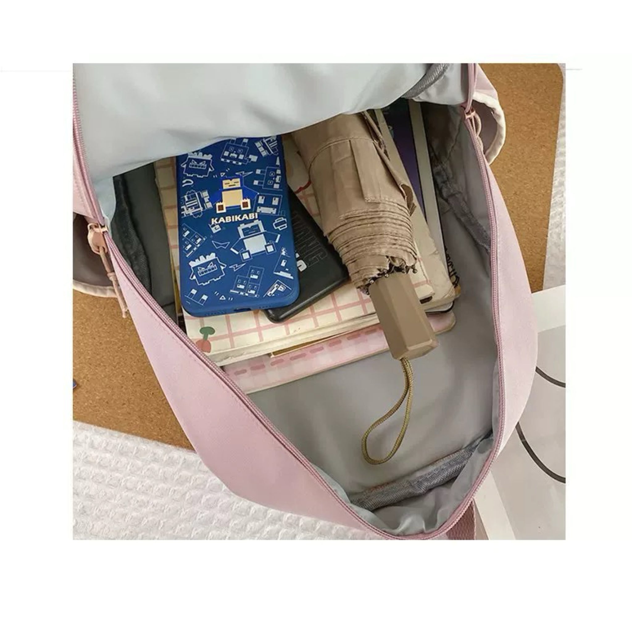 Cute Rabbit Ears Backpack for Teen Girls Kawaii Nylon School Bag with Plush Rabbit Decoration